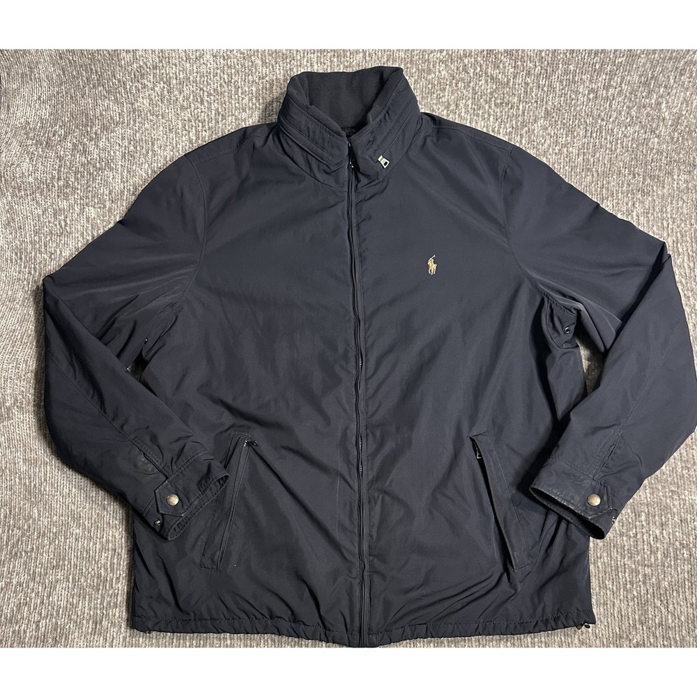 Polo Ralph Lauren Jacket Mens 2XLT Navy Fleece Lined Windbreaker Tall Pony